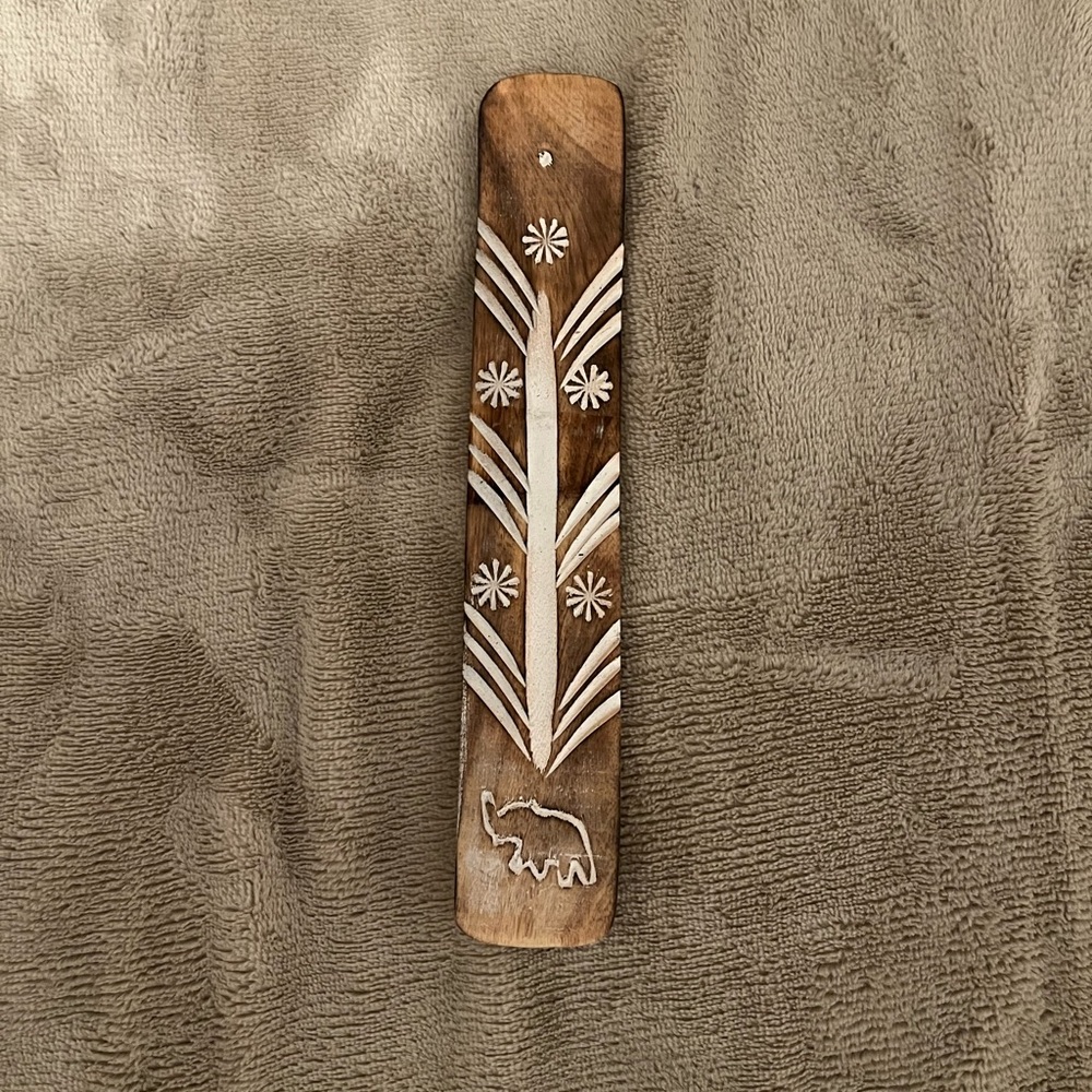 Handcrafted Wooden Incense Holder with Elephant Design